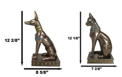 Egyptian Statue Set, Bastet & Anubis Sitting Figurines 2-Piece for Home Decor, Desk, Shelf, Mantle, Office, Ancient Egyptian Gods Sculpture, Collectible Gift-3