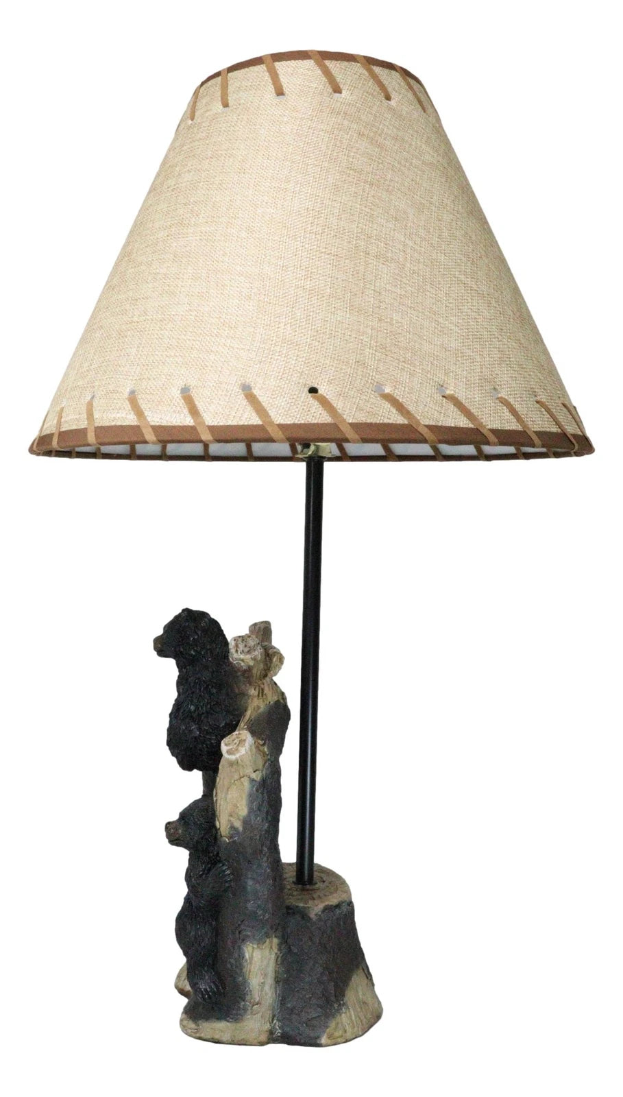 Rustic Western Whimsical Forest Playful Black Bear Cubs Climbing Tree Table Lamp-9
