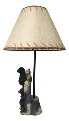 Rustic Western Whimsical Forest Playful Black Bear Cubs Climbing Tree Table Lamp-9
