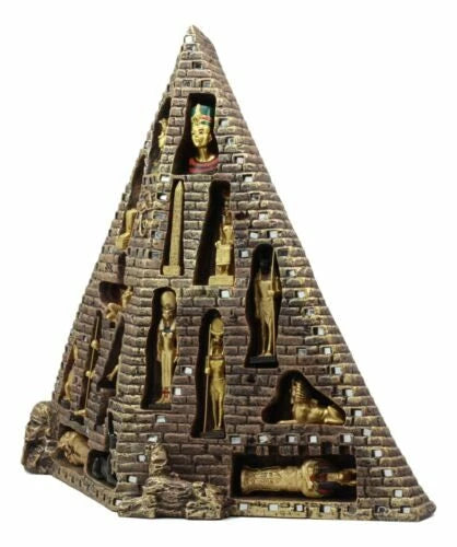 Egyptian Pyramid Statue With 16 Miniature Gods Anubis Osiris Isis Maat Bastet-8
