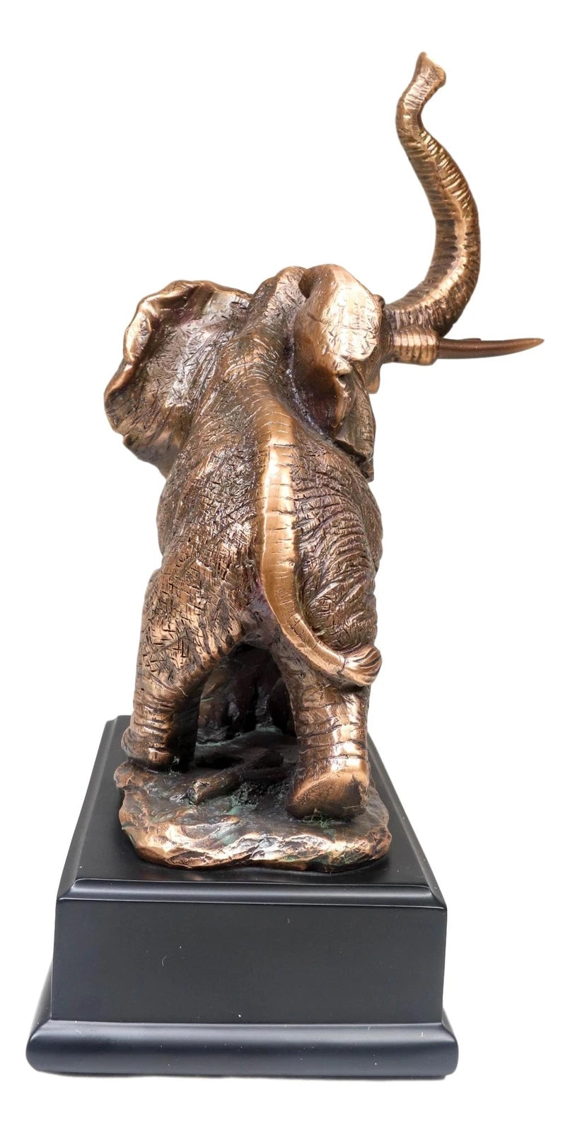 Safari Elephant Trumpeting Bronze Electroplated Figurine With Base 10.75"H-6