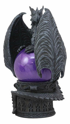 Midnight Climbing Winged Dragon Purple Blood Sandstorm Ball Statue 10"H-3