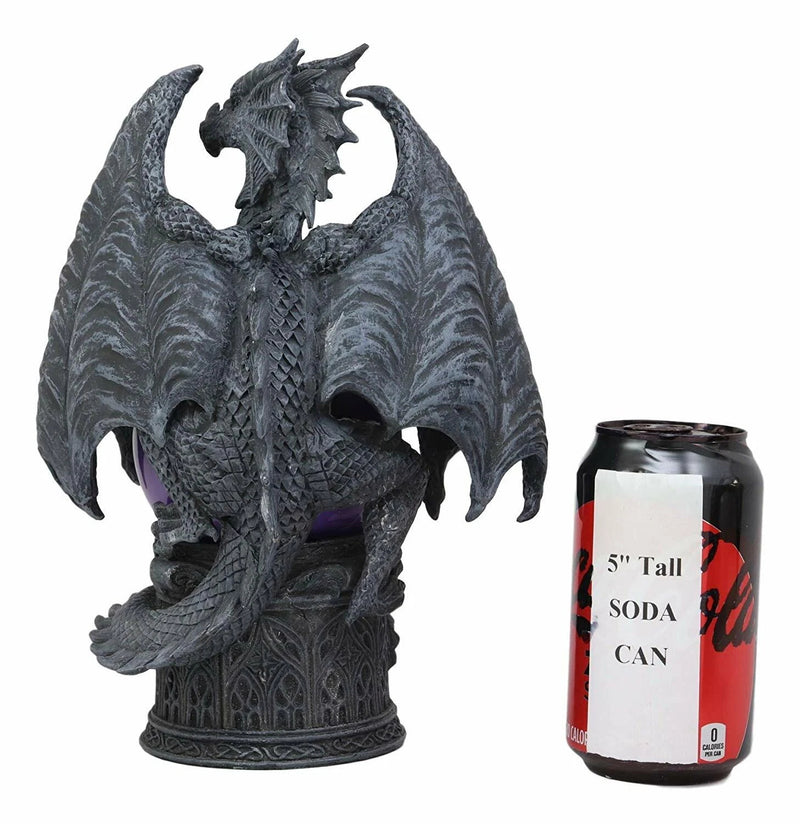 Midnight Climbing Winged Dragon Purple Blood Sandstorm Ball Statue 10"H-4