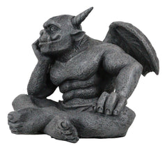 Gargoyle Figurine, Carved Small Statue, 6.5 Inches, Horned Sitting Dreamer Sculpture, Gothic Decor, Suitable for Desk, Shelf, Home, Office, or Fantasy Room Decoration, Collectible Ornament-6