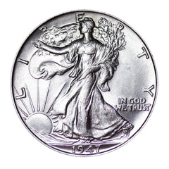 Moneda de medio dólar Walking Liberty de plata al 90 % brillante sin circular BU con fecha aleatoria-2