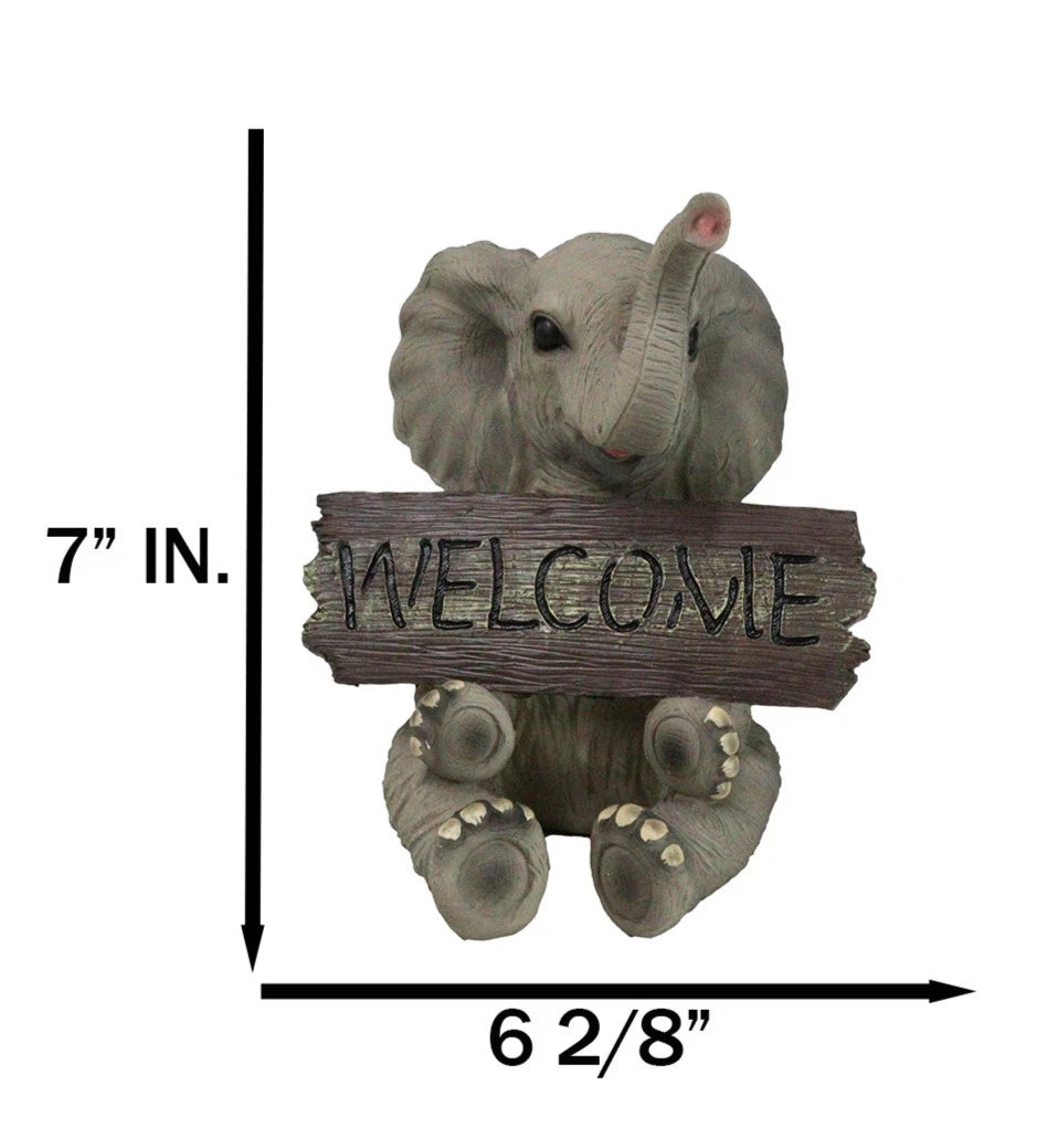 Figura de cría de elefante con la trompa hacia arriba, bienvenida a la vida silvestre de la selva, safari de sabana-8