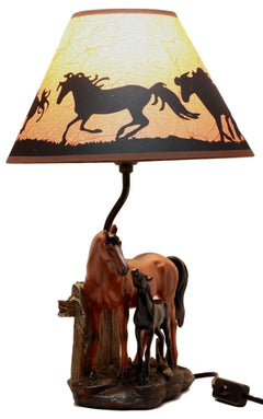 Lámpara de mesa de escritorio con pantalla decorativa de 48 cm de alto, diseño de caballo, yegua y potro de Ranch Fence-6
