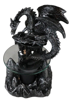Dragon Castle Figurine, Smaug Electric Oil Burner & Tart Warmer Statue 9.5" Tall, Hand-Painted Fantasy Dragon Sculpture for Home Decor, Desk, Shelf, or Living Room Display-7