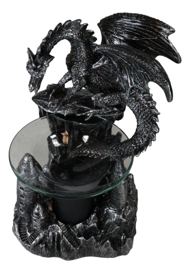Dragon Castle Figurine, Smaug Electric Oil Burner & Tart Warmer Statue 9.5" Tall, Hand-Painted Fantasy Dragon Sculpture for Home Decor, Desk, Shelf, or Living Room Display-7