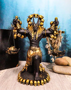 Anubis Statue Ankh Altar Weighing The Heart Against Feather Figurine 9"H-1