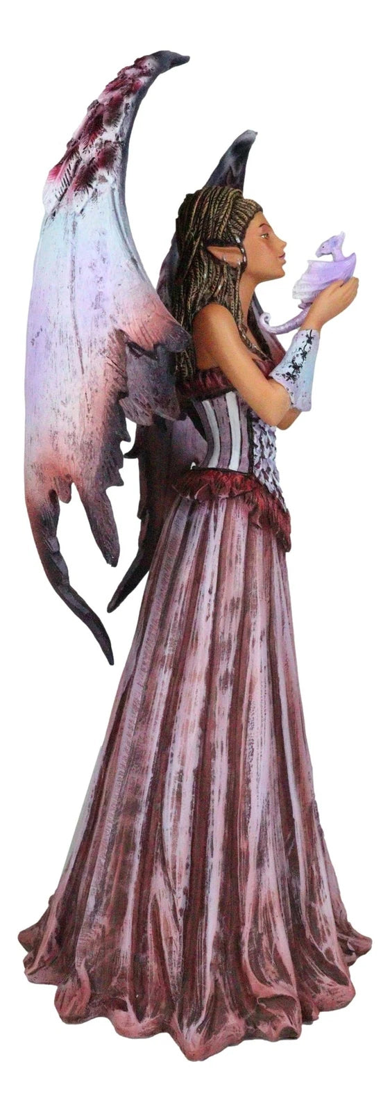 Amy Brown Adoration Mother Of Dragons Purple Fairy With Wyrmling Dragon Statue-4