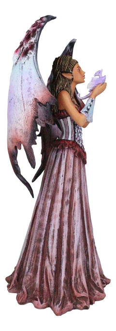 Amy Brown Adoration Mother Of Dragons Purple Fairy With Wyrmling Dragon Statue-4