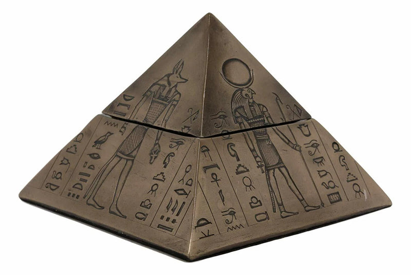 Ancient Egyptian Isis Sekhmet Horus Anubis Pyramid Jewelry Trinket Box 6"L-5