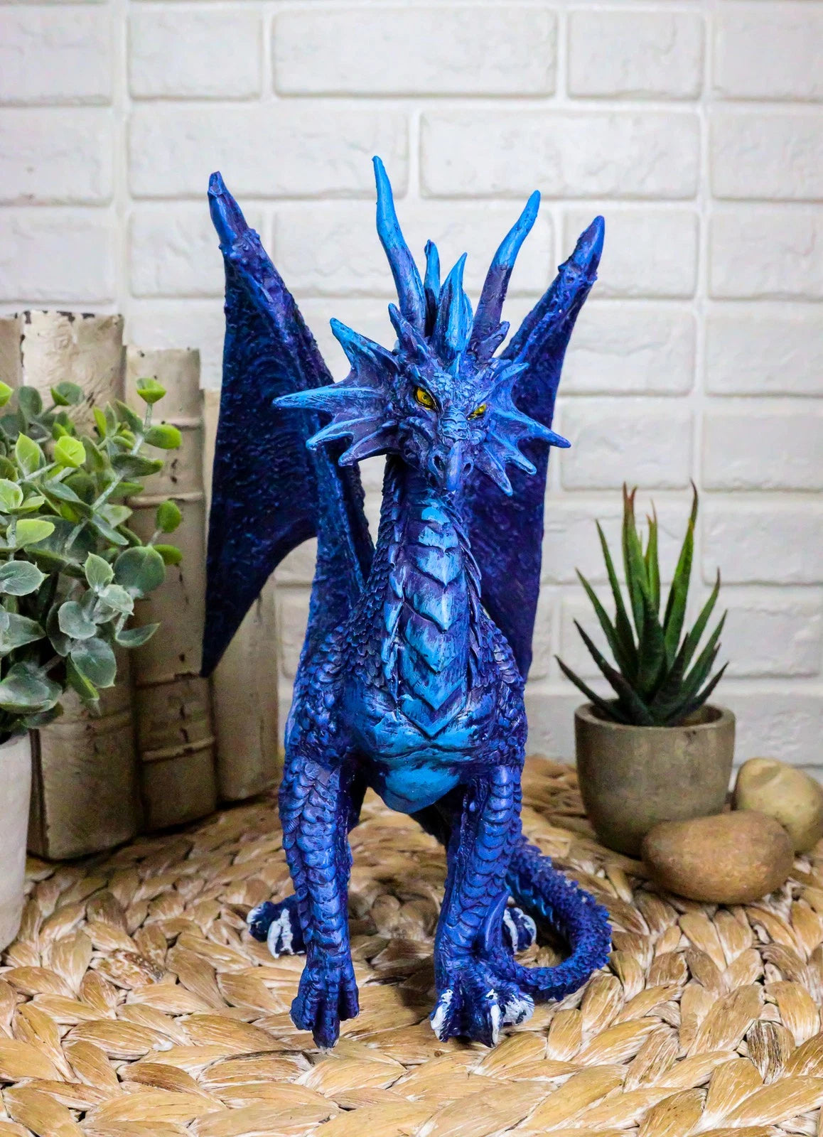 Ruth Thompson Fantasy Blue Check Mate Dragon With Majestic Horns Statue 9" Tall-6