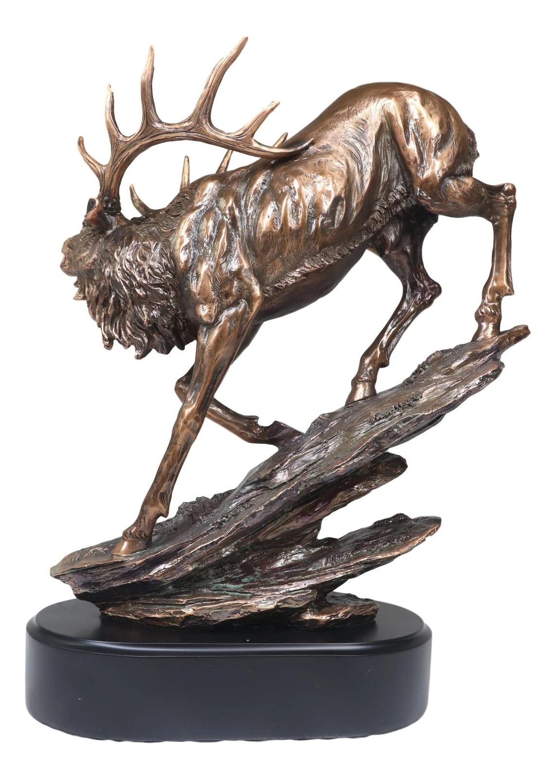 Large Bellowing Wapiti Bull Elk Deer Rustic Bronze Electroplated Finish Statue-2