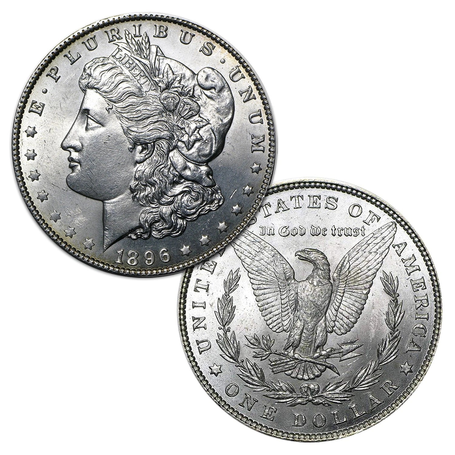 1896 P Morgan Silver Dollar $1 Brilliant Uncirculated BU 90% Silver