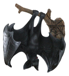 Gothic Winged Vampire Bat By Spider Web Hanging From Branch Wall Hanging Decor-4