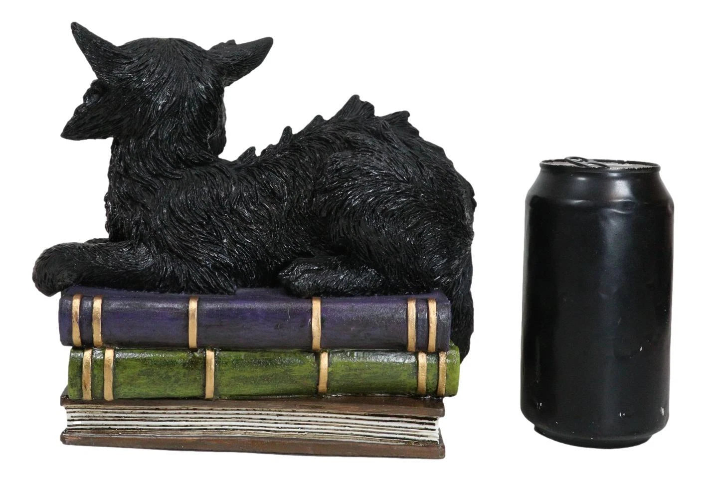 Witching Hour Mystical Black Cat With LED Eyes On Witchcraft Books Figurine-4