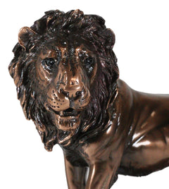 King Of The Jungle African Lion Pride Rock Scene Bronze Electroplated Figurine-4