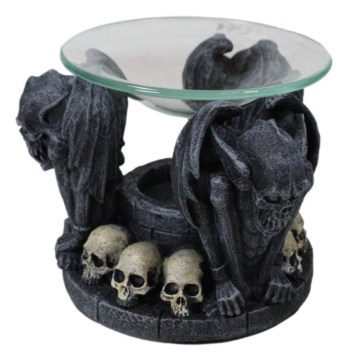 Nosferatu Gothic Vampire Gargoyles With Skulls Votive Candle Heat Oil Warmer-4