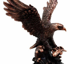 Wings of Glory Bald Eagle With American Flag Bronze Electroplated Figurine-2