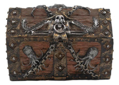 Kraken Octopus Pirate Haunted Chained Skull Treasure Chest Jewelry Box 5"L-4