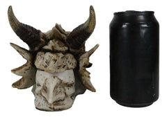 9"L Smoking Bone Skeleton Fossil Dragon Head Skull Incense Burner Box Statue-5