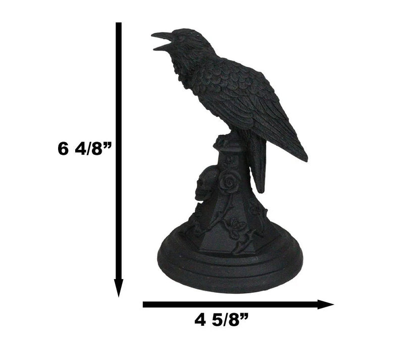 Gothic Poe Raven Crow Black Rose Skull Tombstone Tea Light Votive Candle Holder-4