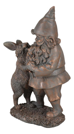 Whimsical Mr Gnome Dancing With Hare Rabbit Fairy Garden Figurine Decor Accent-3