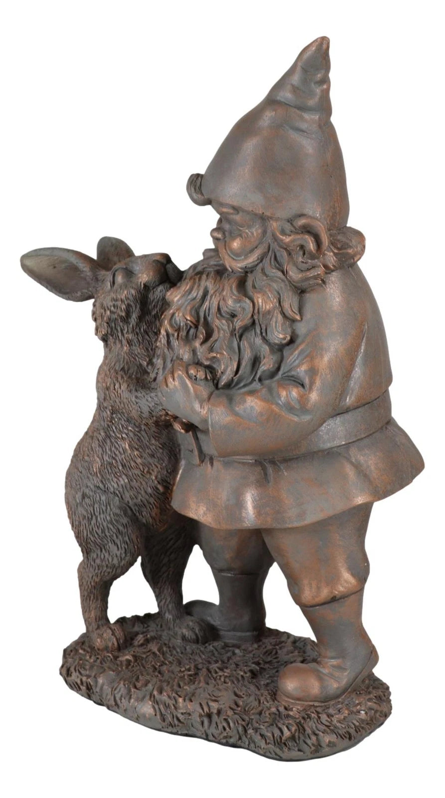 Whimsical Mr Gnome Dancing With Hare Rabbit Fairy Garden Figurine Decor Accent-3