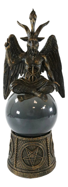 Pentagram Sigil Sabbatic Goat Baphomet Skull Black Sandstorm Gazing Ball-4