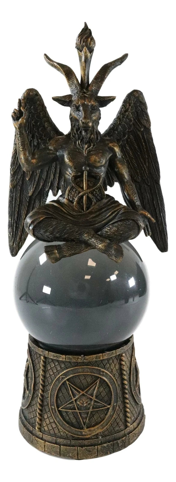 Pentagram Sigil Sabbatic Goat Baphomet Skull Black Sandstorm Gazing Ball-4