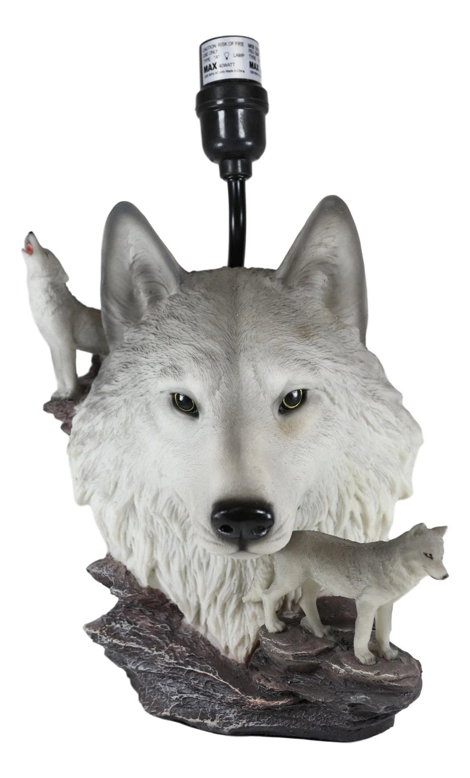 Gray Wolf Table Lamp Decor Wildlife Full Moon Howling Timber Wolf Pack-3