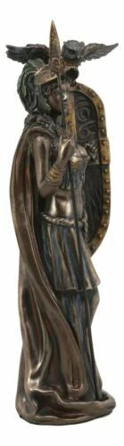 Greek Goddess Athena Wearing Helmet With Spear Aegis Shield And Owl Statue Decor-5