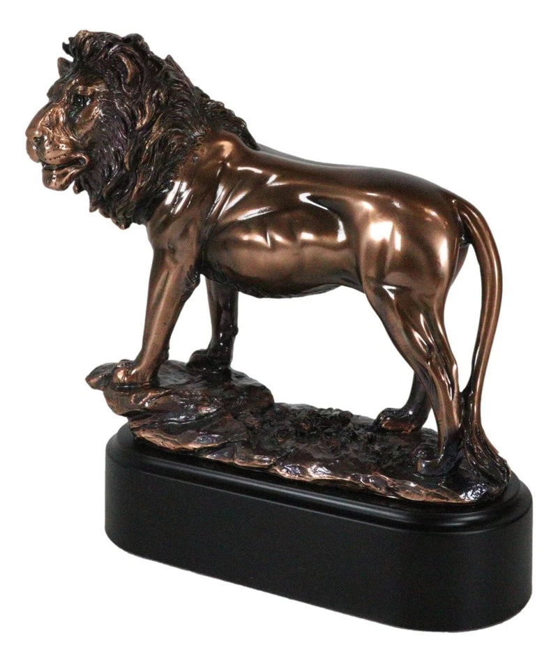 King Of The Jungle African Lion Pride Rock Scene Bronze Electroplated Figurine-5