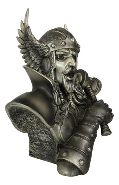 Large Thor Odinson Wielding Mjolnir Hammer Bust Statue 11" H Mythology-2