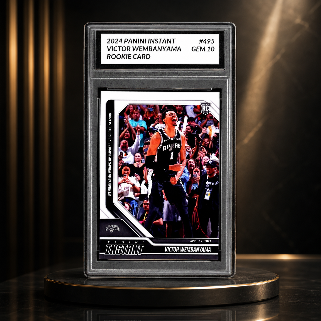 Rookie Basketball Card 2023-24 Panini Instant #495 Victor Wembanyama Color Match RC Graded 10 San Antonio Spurs Standard Size 20 Pt