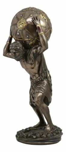 Greek God Primordial Titan Atlas Holding The World Globe Statue 11.75"Tall-2