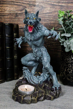 Portavelas de té de hombre lobo gótico Estatua de bestia licántropa Figura de hombre lobo-1