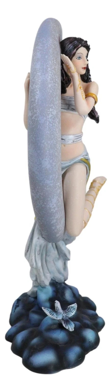 Celestial Dream Voyage Crescent Moon Lullaby Fairy Floating On Clouds Statue-2