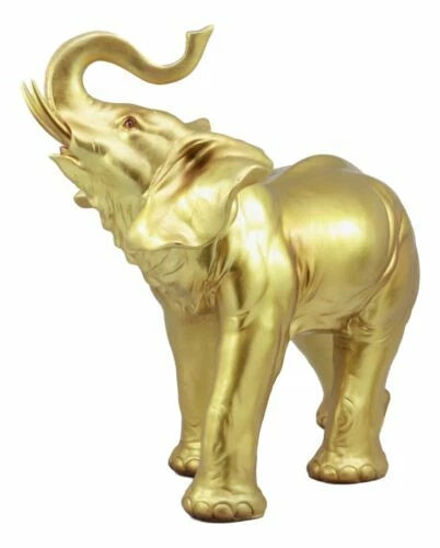 Estatua de elefante dorado Feng Shui de gran Buda tailandés auspicioso con la trompa hacia arriba-2