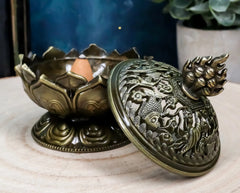 Buddha Padma Lotus Incense Holder Burner Figurine Eastern Meditation Decor 4"Dia-2