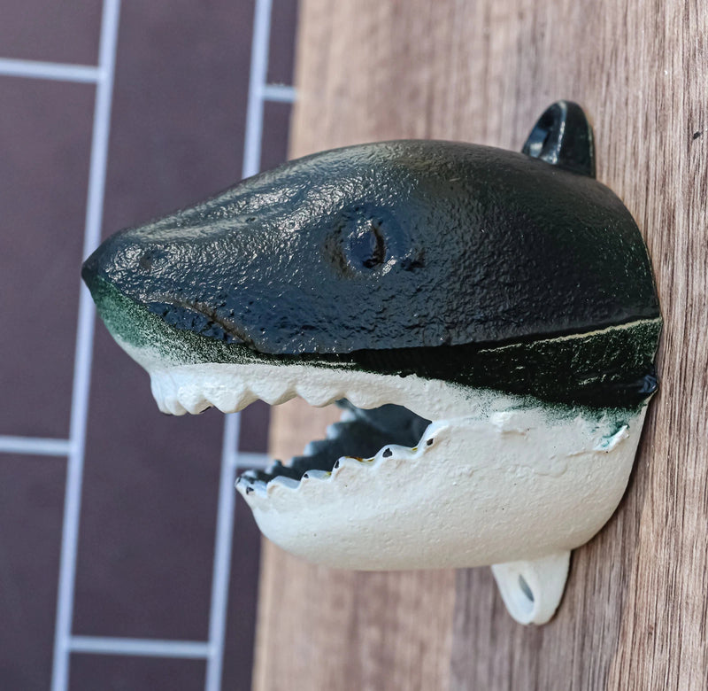 Cast Iron Nautical Marine Great White Shark Meg Fish Wall Decorative Accent-1