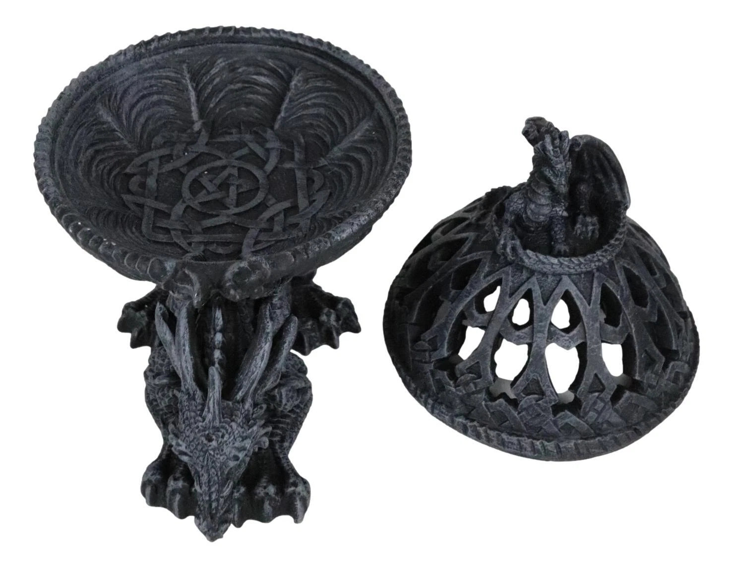 Crouching Atlas Dragon Tower Sphere Incense Burner Sculpture Figurine Faux Stone-2