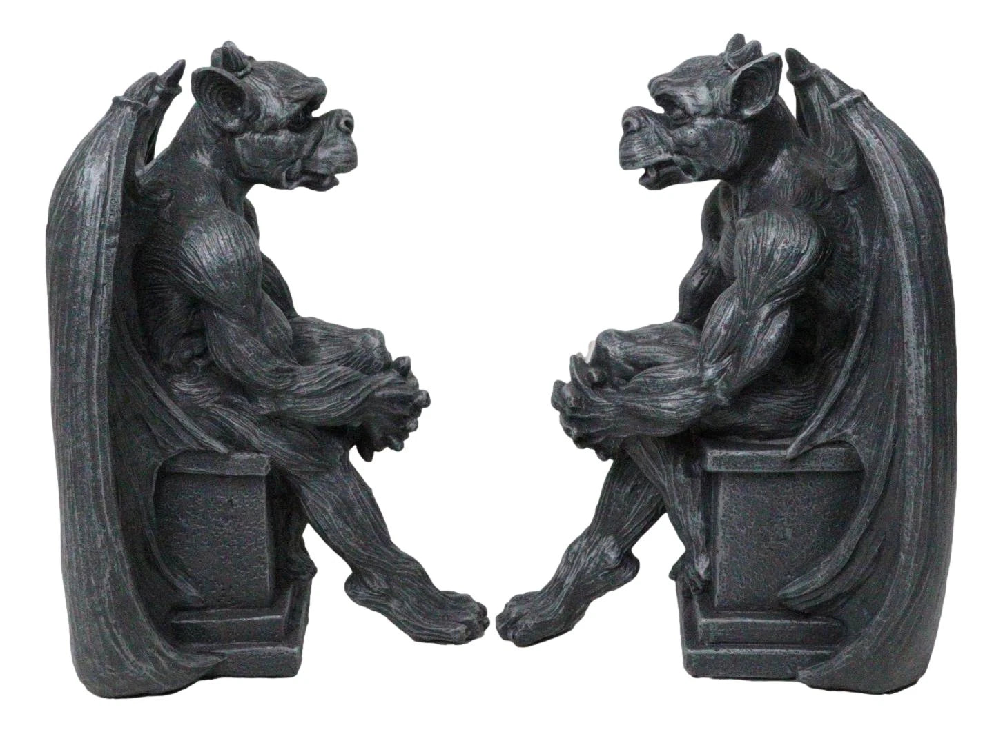 Conjunto de figuras de sujetalibros con gárgolas, centinelas y pedestales de la gárgola gótica de la noche