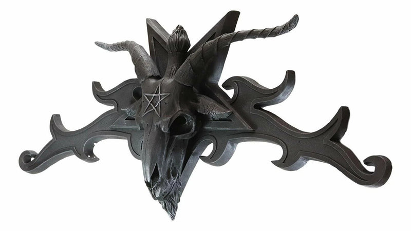 Large 34"W Sabbatic Goat Baphomet Head Wall Decor Overdoor Door Pediment-3