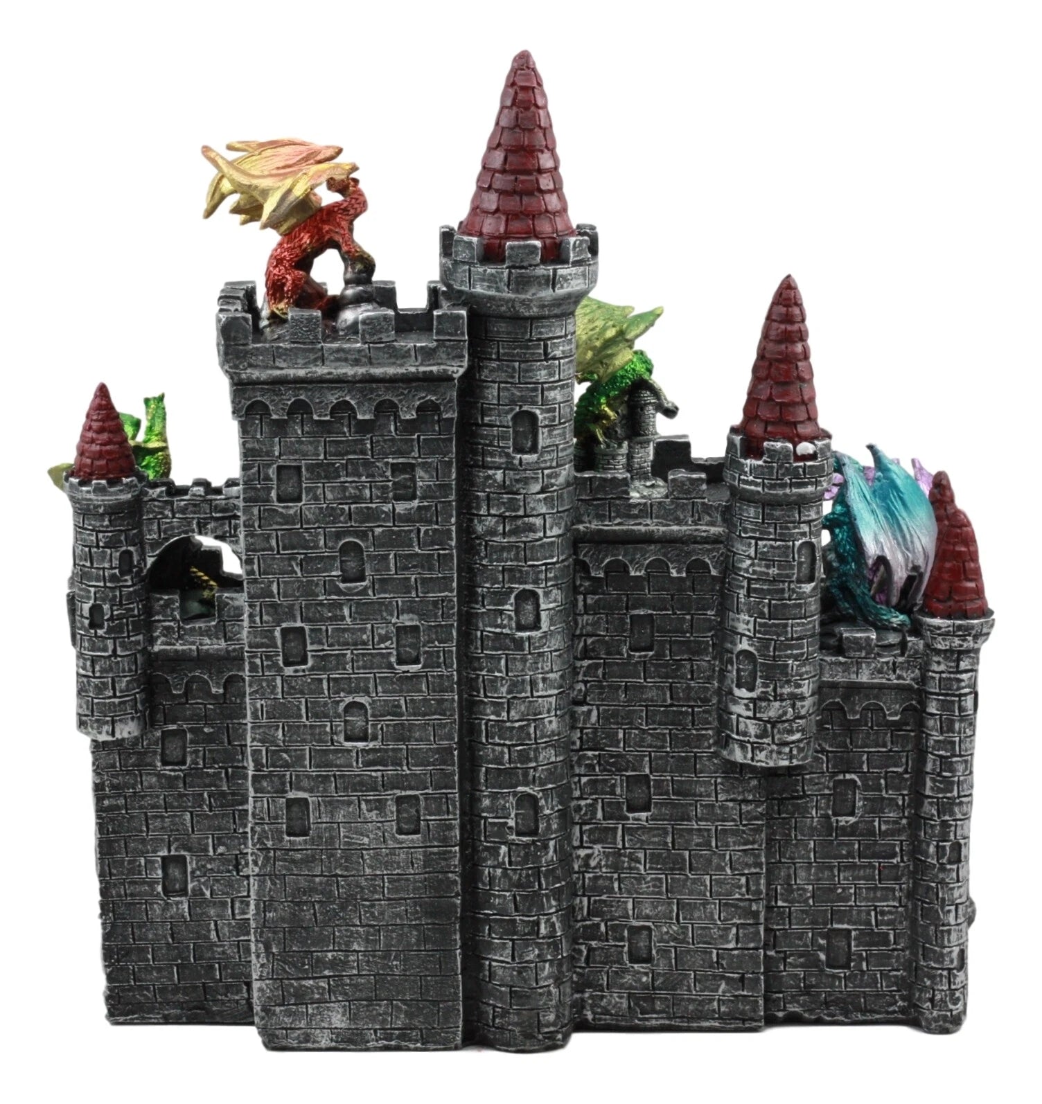 Estatuas de exhibición de mini dragones medievales custodiando el castillo de Desembarco del Rey-2