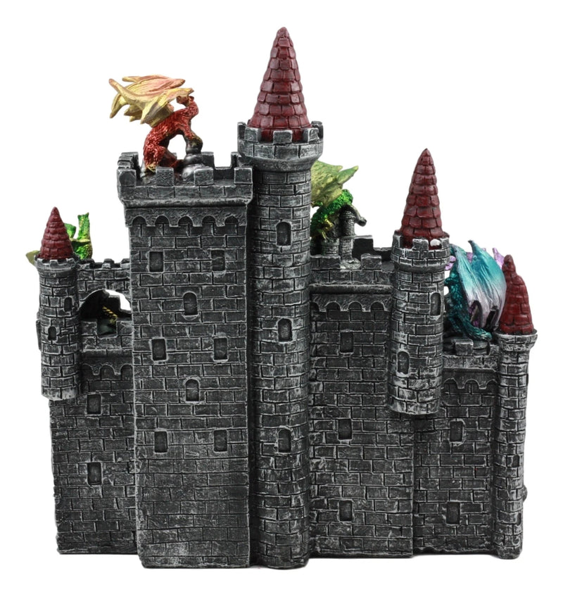 Estatuas de exhibición de mini dragones medievales custodiando el castillo de Desembarco del Rey-2