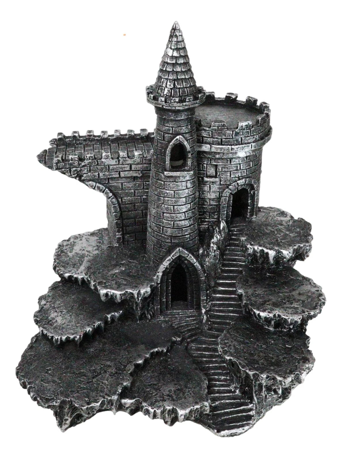 Expositor de castillo medieval de Stonewall con figura LED en las estepas rocosas-2