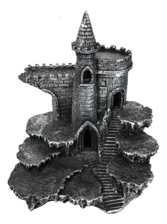 Expositor de castillo medieval de Stonewall con figura LED en las estepas rocosas-2